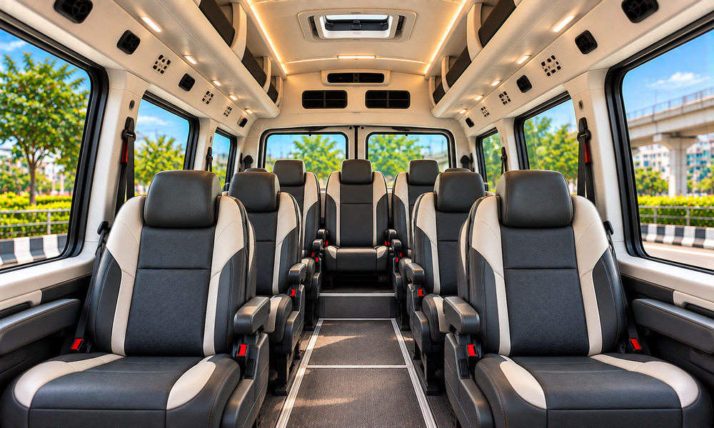 Tempo Traveller passenger seating for Mogappair group travel