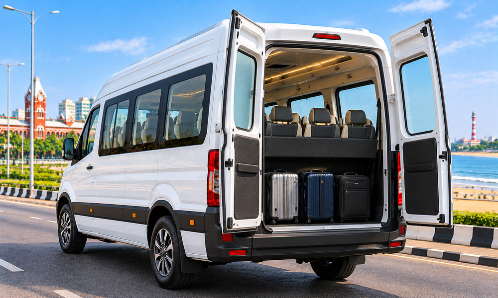 Urbania rental vehicle prepared for a trip from Chennai