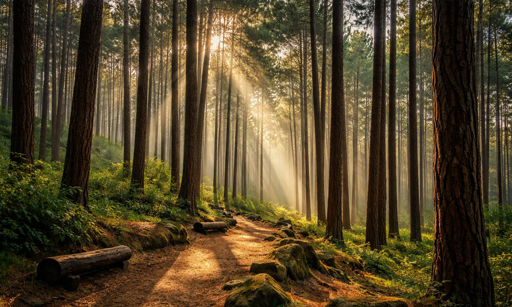 Misty pine forest in Kodaikanal