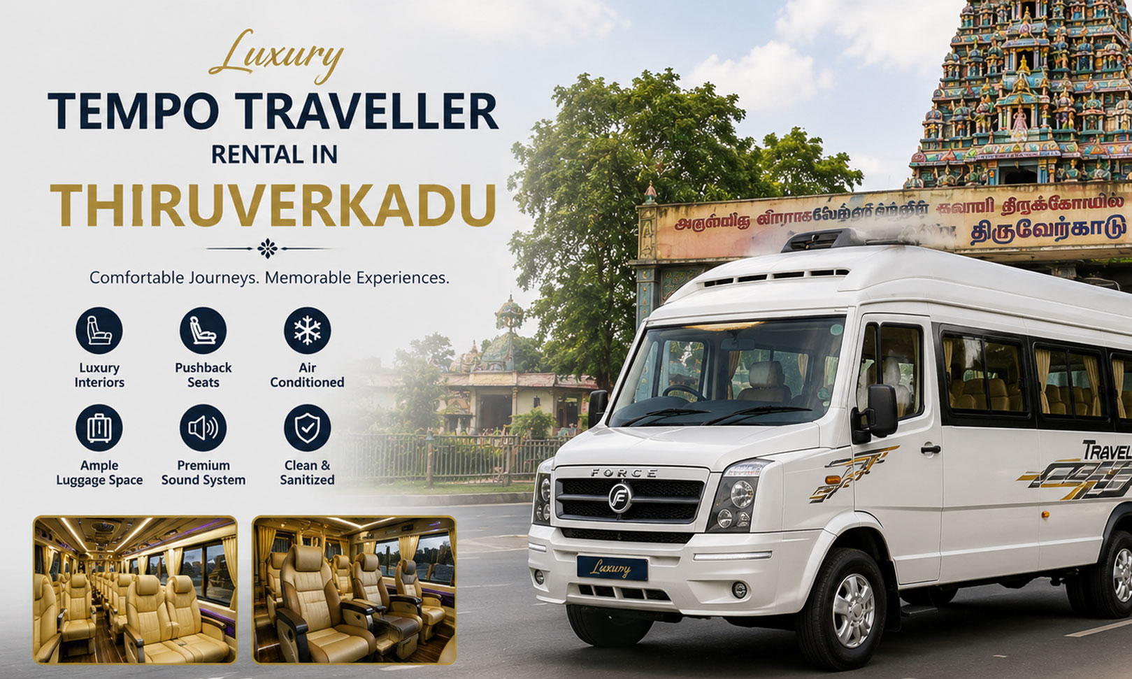 Luxury Tempo Traveller with comfortable seating and premium interiors