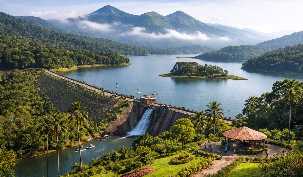 Banasura Sagar Dam, the largest earth dam in India, in Wayanad